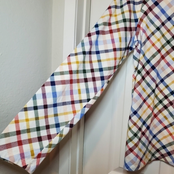 Talbots Woman Cream Multicolor Plaid Turtle Neck Top Blouse Sz XL - Picture 3 of 10